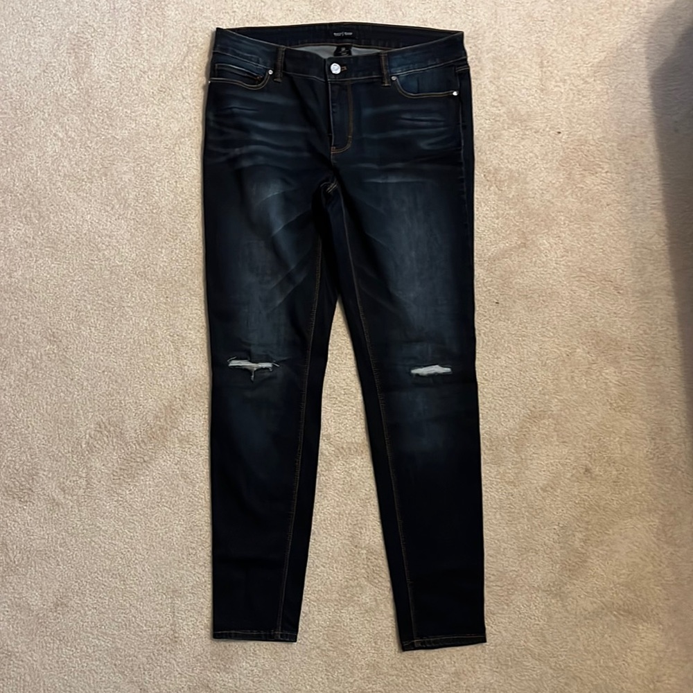White House Black Market Distressed skinny jeans with classic rise